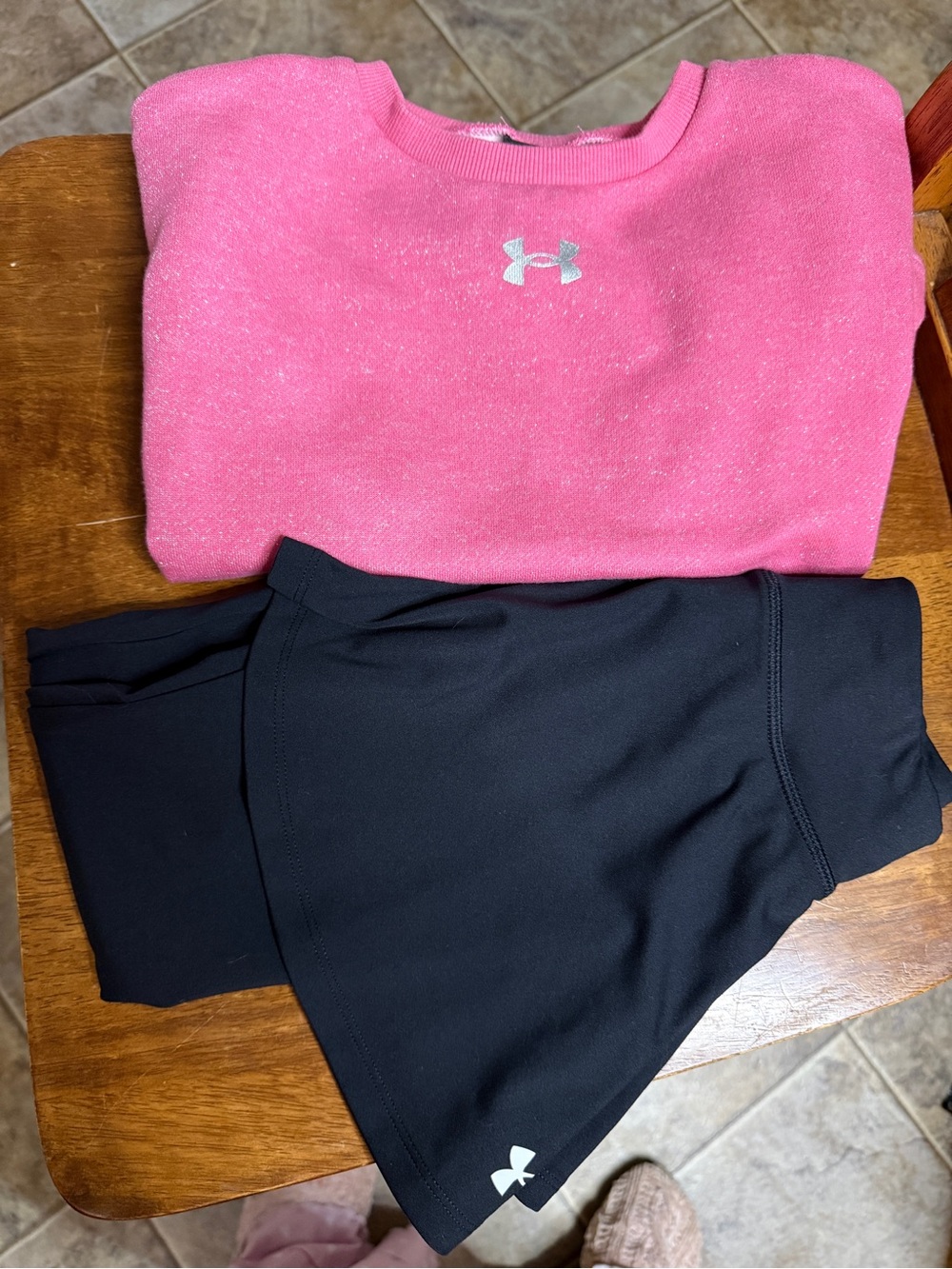 Under Armour Pink Sweatshirt with Black Athletic Skort - Girls